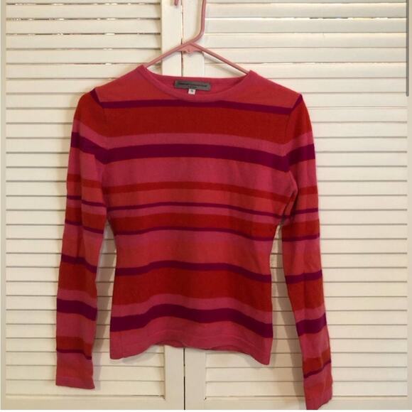 Armand Diradourian Pink Striped Cashmere Sweater - Picture 2 of 6